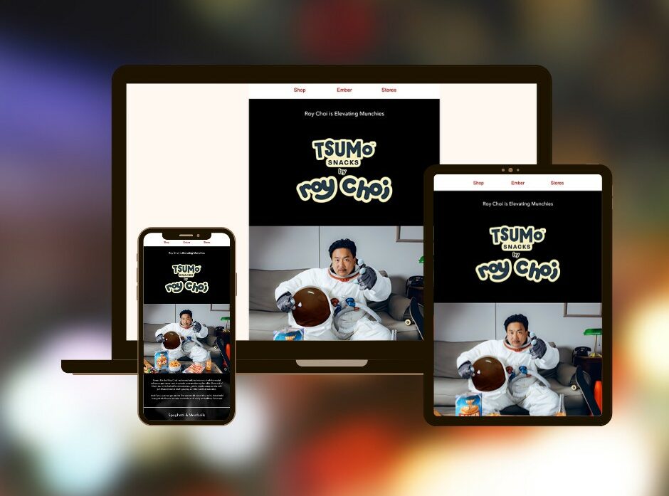 TSUMo Snacks × Roy Choi pop-up event — full campaign landing page mockup